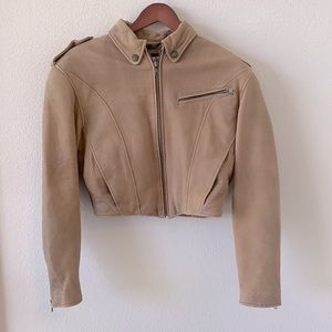 Cropped Harley Davidson Moto Suede Leather Jacket
